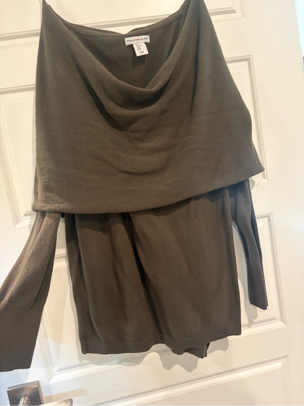 Dolman Off-Shoulder Sweater - Olive Green